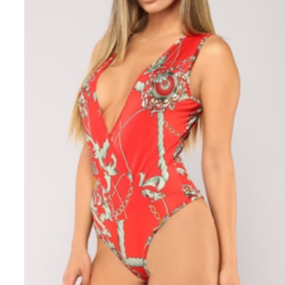 Fashion Nova Wicked Ways Bodysuit - Red/Combo
Size: XL